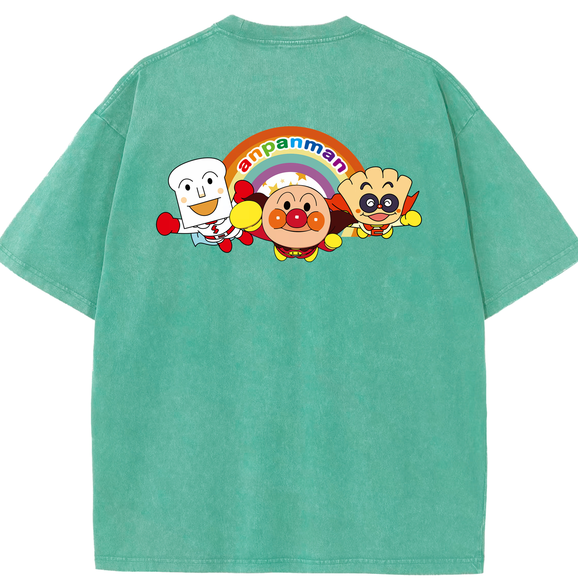（画像用） アンパンマン Anpanman 綿100% ヴィンテージ風 半袖Tシャツ（背面プリント）